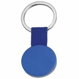 Брелок "Круг" синий; 6,5х3 см; металл, пластик, текстиль