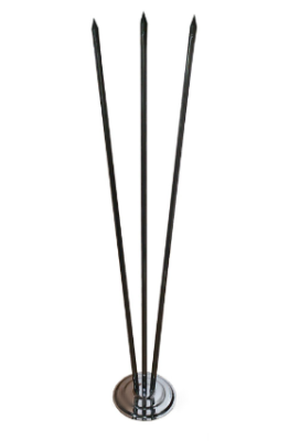 Флагшток напольный металлический с основанием Круг под серебро 3 штока 2 м