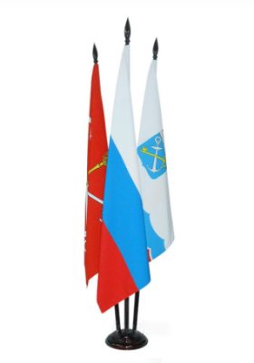 Флагшток напольный деревянный с основанием Блин (сосна) 3 штока 2,2 м